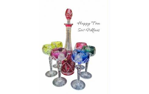 KARAF MET 6 GLAZEN VAL SAINT LAMBERT KRISTAL