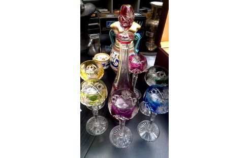 KARAF MET 6 GLAZEN VAL SAINT LAMBERT KRISTAL