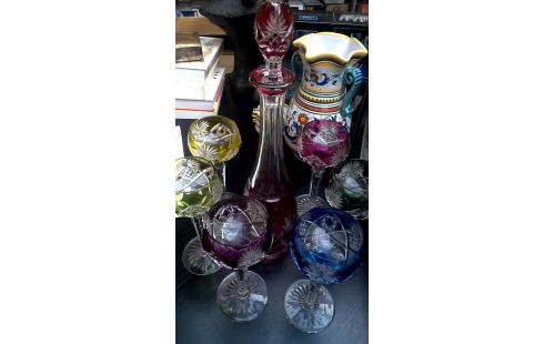 KARAF MET 6 GLAZEN VAL SAINT LAMBERT KRISTAL