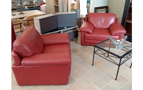 SALON CUIR 3+1+1 NATUZZI BRIQUE 6100EUR NEUF