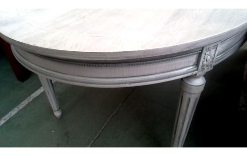 TABLE DE SALLE A MANGER OVALE CERUSE STYLE LOUIS XIV