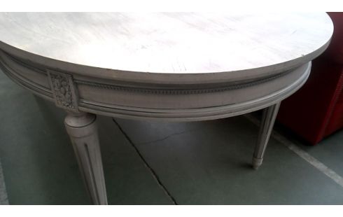 TABLE DE SALLE A MANGER OVALE CERUSE STYLE LOUIS XIV