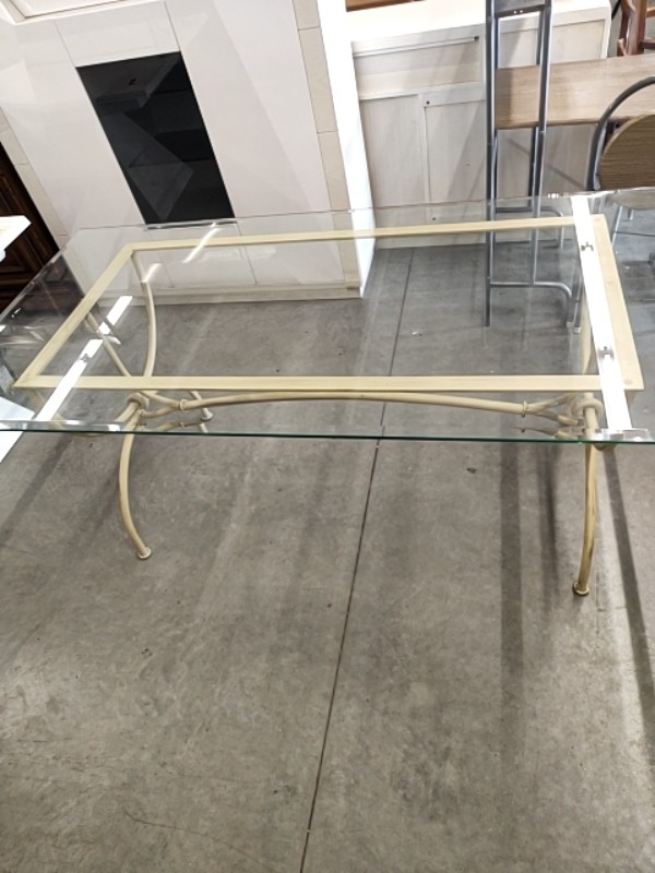 Table verre et fer forgé, années 50 | Selency