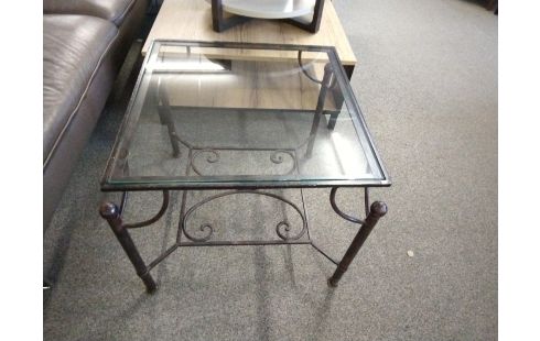 BOUT DE CANAPE FER FORGE ET VERRE