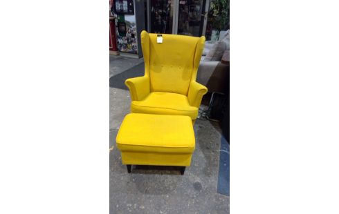 FAUTEUIL IKEA MOUTARDE + REPOSE PIED