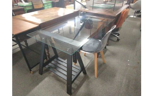 BUREAU TRETEAUX + PLATEAU VERRE