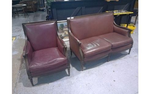 CANAPE CUIR ROUGE 2P+1P