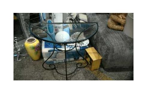 CONSOLE DEMI LUNE PLATEAU VERRE