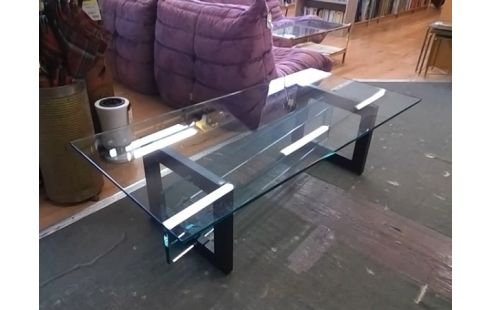 TABLE BASSE ROCHE & BOBOIS PLATEAU VERRE (1 ECLAT)