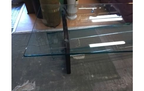 TABLE BASSE ROCHE & BOBOIS PLATEAU VERRE (1 ECLAT)