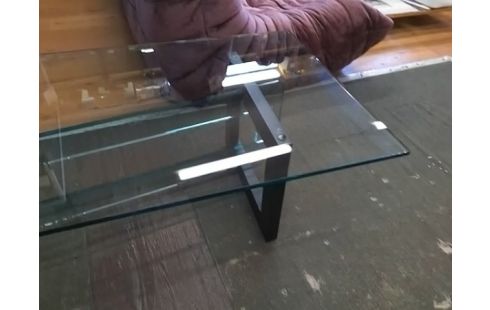 TABLE BASSE ROCHE & BOBOIS PLATEAU VERRE (1 ECLAT)