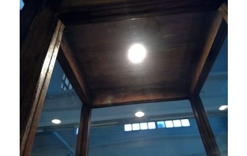 ETAGERE COLONNE TEAK VITRINE 4 FACES