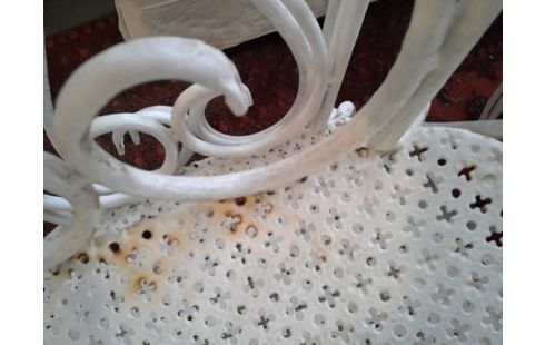 LOT DE 4 CHAISE JARDIN VINTAGE METAL BLANC DS LEUR JUS ROUILLE