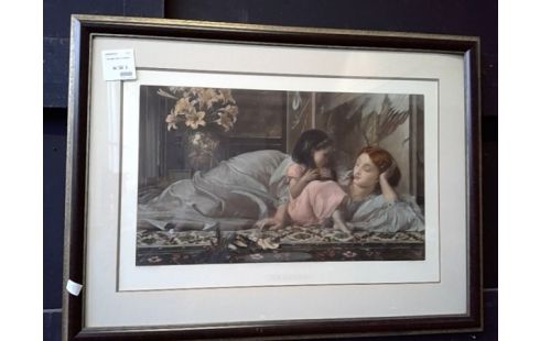 GRAVURE MERE ET ENFANT