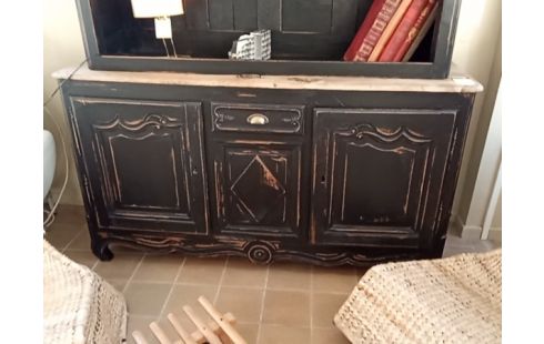 VAISSELIER BIBLIOTHEQUE PATINE NOIRE