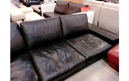 SALON CUIR NOIR CONTEMPORAIN DESIGN / CLE