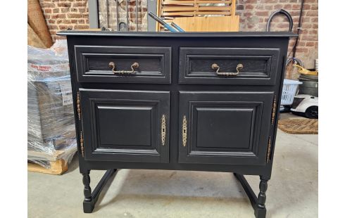 MEUBLE PEINT NOIR 2 P 2 T + CLE