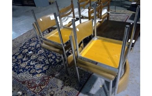 LOT DE 4 CHAISES   VINTAGE SIMILI METAL