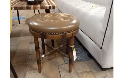TABOURET CUIR ET BAMBOU VINTAGE