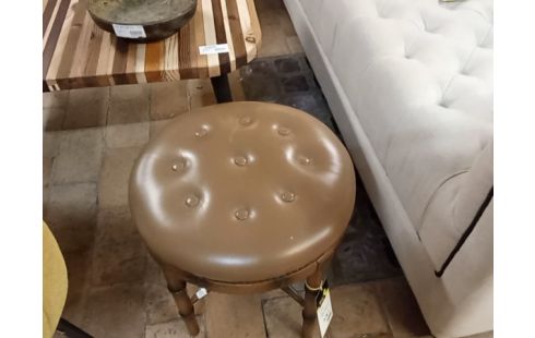 TABOURET CUIR ET BAMBOU VINTAGE