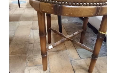 TABOURET CUIR ET BAMBOU VINTAGE