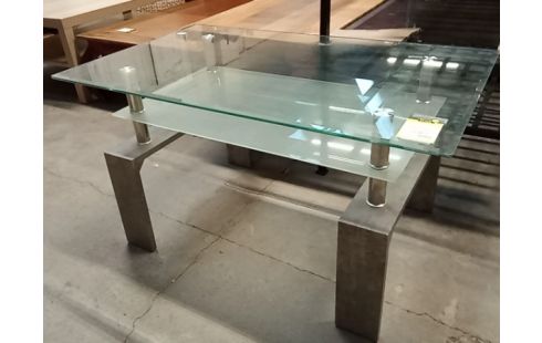 TABLE BASSE VERRE ET PIED INSPIRATION BETON