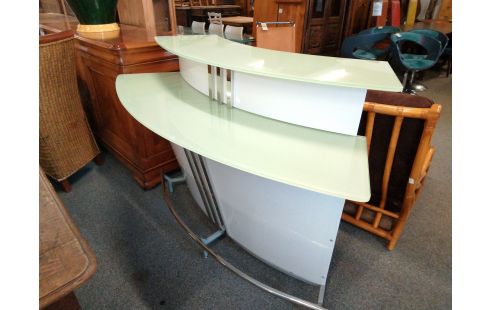 MEUBLE BAR DEMI LUNE LAQUE BLANC