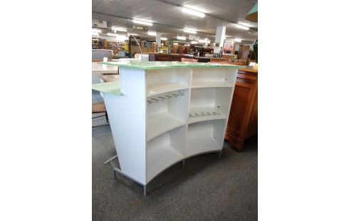 MEUBLE BAR DEMI LUNE LAQUE BLANC