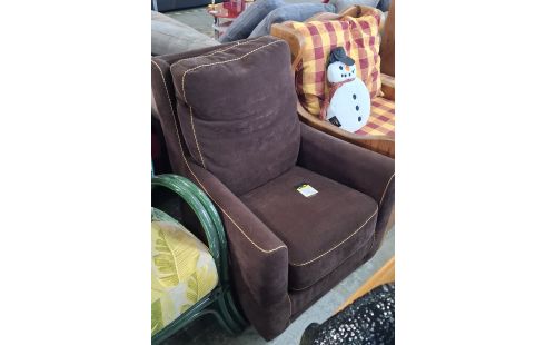 FAUTEUIL TISSU MARRON COUTURE JAUNE