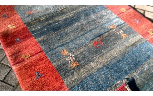 TEPPICH HANDGEKNÖPFT PERSER BLAU ROT