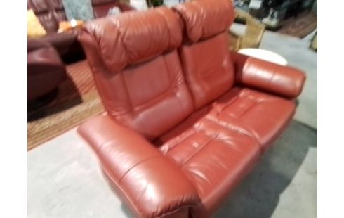 CANAPE 2P RELAX CUIR TERRE CUITE