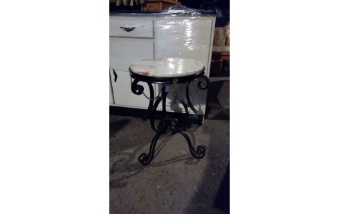 GUERIDON FER FORGE ET MARBRE