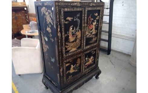 MEUBLE CHINOIS 4 PORTES NOIR