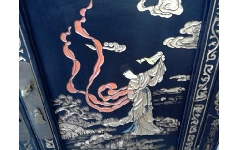 MEUBLE CHINOIS 4 PORTES NOIR