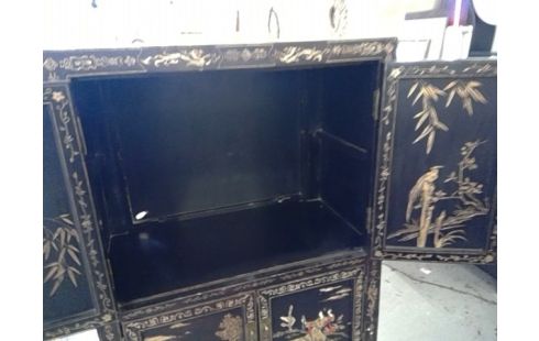 MEUBLE CHINOIS 4 PORTES NOIR