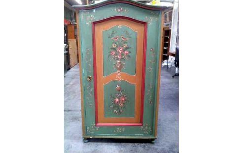 BAUERNSCHRANK HOLZ GRÜN FLORAL 1 TÜR