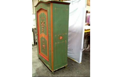 BAUERNSCHRANK HOLZ GRÜN FLORAL 1 TÜR