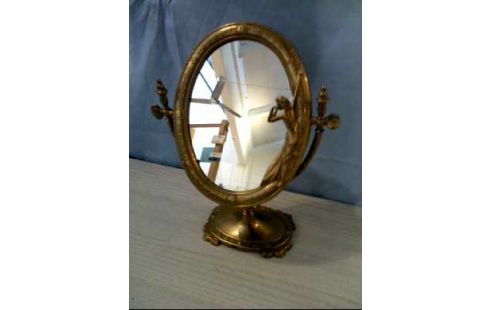 TISCHSPIEGEL KLEIN OVAL MIT DAME VINTAGE