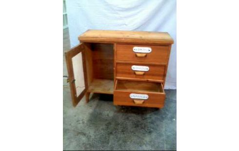 BAUERNKOMMODE HOLZ KLEIN 1-TÜR 3-SCHUBL.