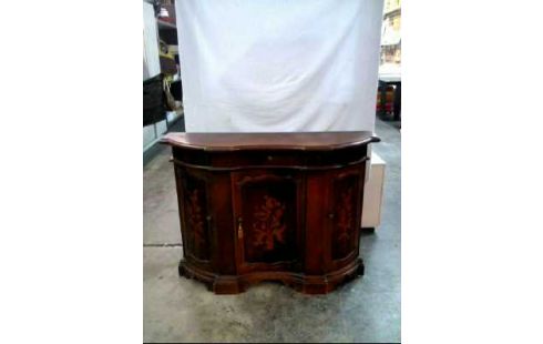 KOMMODE HOLZ DUNKEL HALBRUND 3-TÜREN 1-SCH