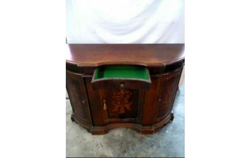 KOMMODE HOLZ DUNKEL HALBRUND 3-TÜREN 1-SCH