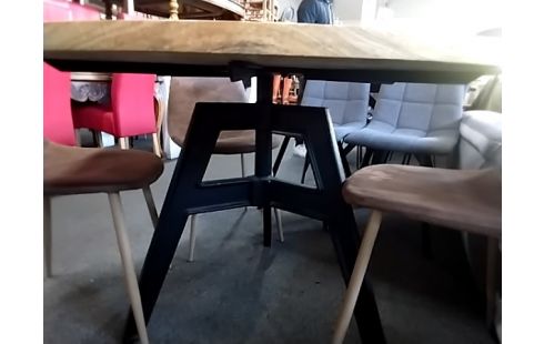 TABLE RONDE PLTX BOIS PIEDS METAL MAISON DU MONDE