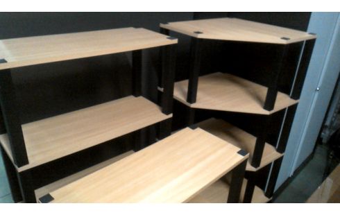 ETAGERE CORPS FRENE LOOK NOIR PVC