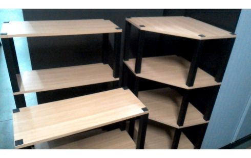 ETAGERE CORPS FRENE LOOK NOIR PVC