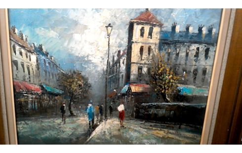 SCHILDERIJ STRAAT IN PARIJS GESIGNEERD BURNETT