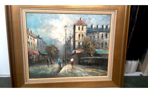 SCHILDERIJ STRAAT IN PARIJS GESIGNEERD BURNETT