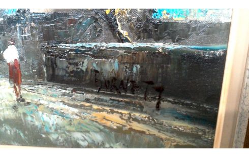 SCHILDERIJ STRAAT IN PARIJS GESIGNEERD BURNETT