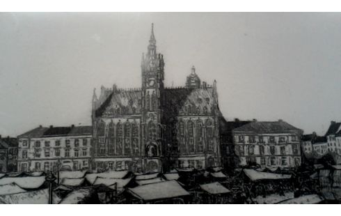 GRAVURE MARKT SINT NIKLAAS GESIGNEERD ROELANT