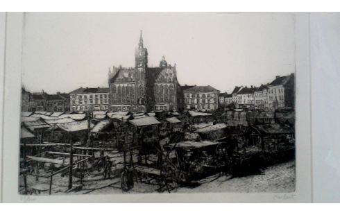 GRAVURE MARKT SINT NIKLAAS GESIGNEERD ROELANT