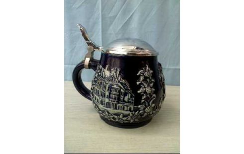 BIERKRUG BLAU <MÜNCHEN> ZINNDECKEL